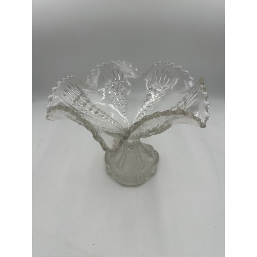 Panelled Thistle Tall Compote Cut Glass Dish 8 inch - Picture 2 of 4